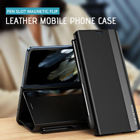 Pen Slot Magnetic Flip Leather Mobile Phone Case